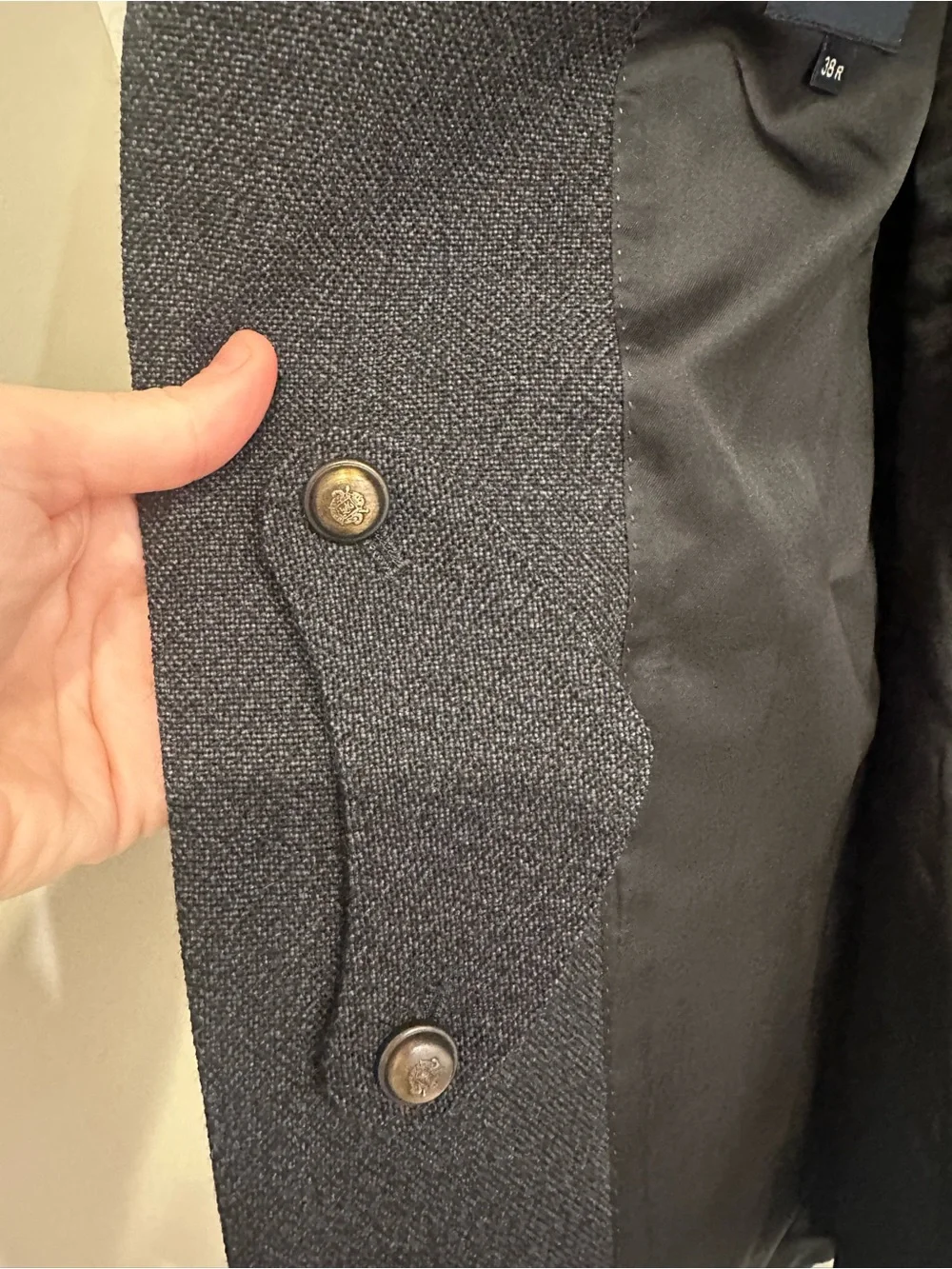 J Crew Abraham Moon Mens 38R Blue Wool Blazer Sport Coat Elbow Patches British